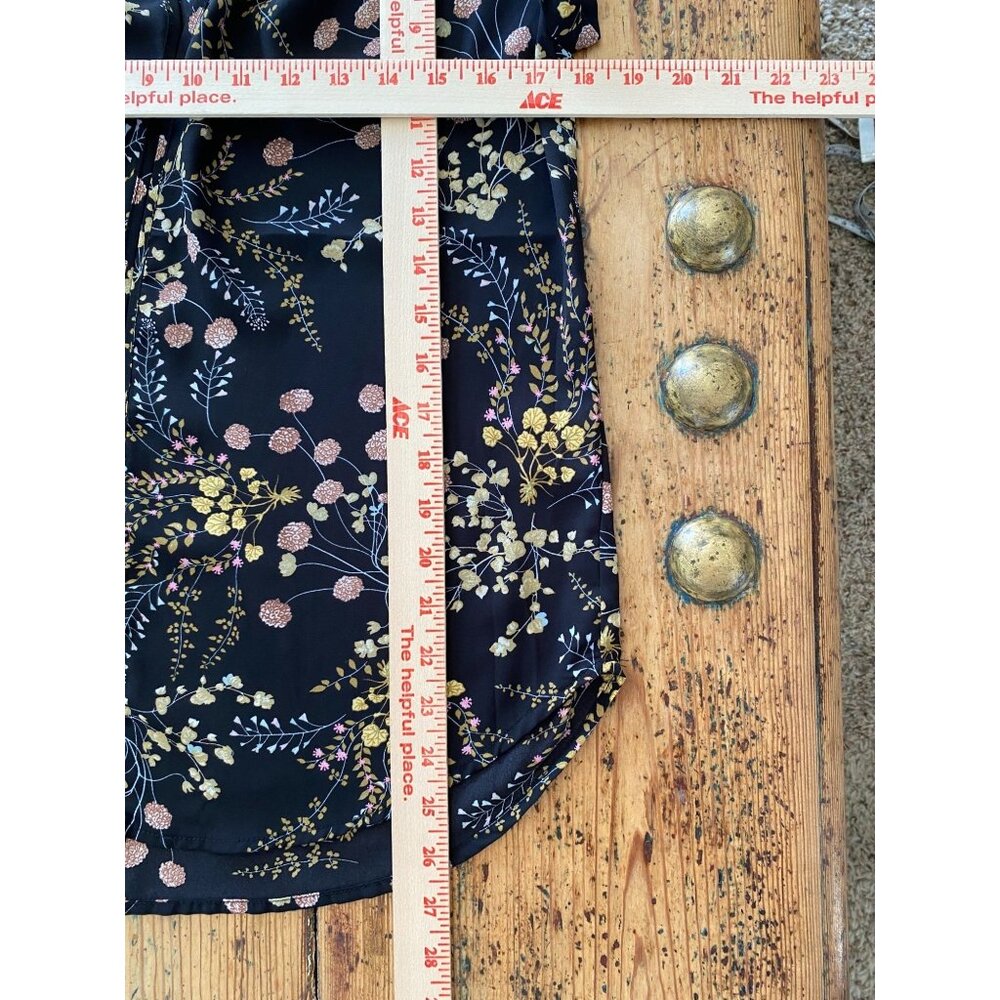 Philosophy Republic Womens Floral Print Blouse S Lightweight Short Sleeve Black - Picture 7 of 7